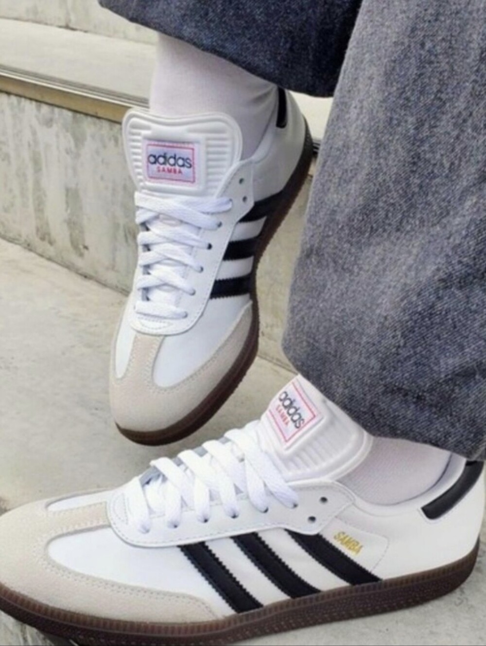 Adidas Samba White with Black Stripes 7.5